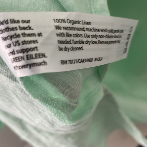 Eileen Fisher Mint Green 100% Organic Linen Long Sleeve Button Down Shirt Medium - Picture 5 of 7